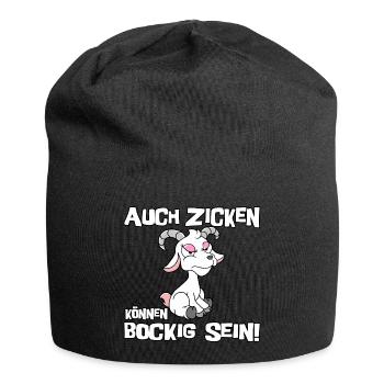 Auch Zicken können bockig sein - Jersey-Beanie - Schwarz - Vorne