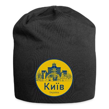 Kiev Skyline Badge Ukraine - Jersey Beanie - black - Front