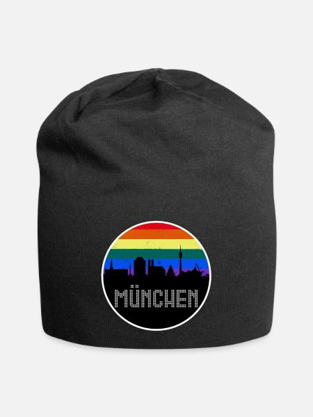 München Skyline Regenbogen - Jersey-Beanie - Schwarz