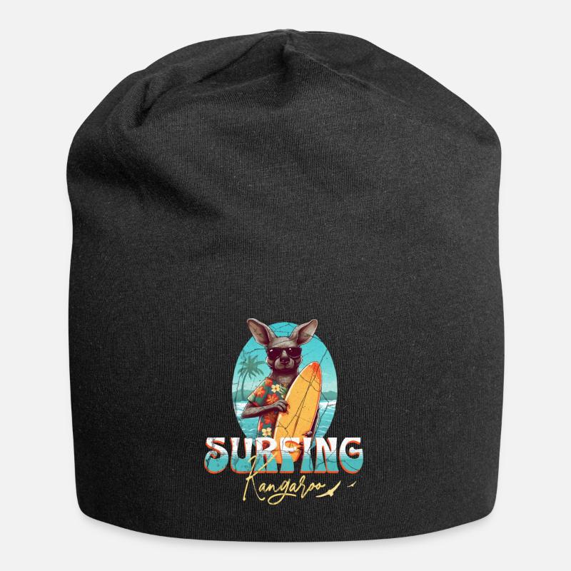 Surfing Kangaroo - Jersey Beanie - black