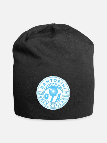 Santorin Bleu Œil Grec - Bonnet en jersey - noir
