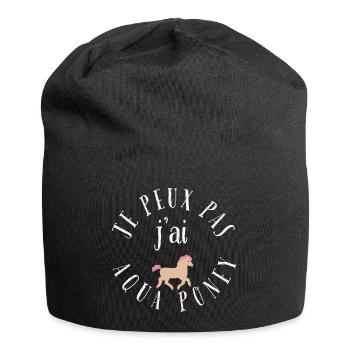 je peux pas j'ai aqua poney - Bonnet en jersey - noir - Devant