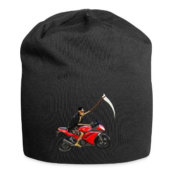 Sensenmann steigt um auf´s Motorrad - Jersey-Beanie - Schwarz - Vorne