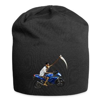 Sensenmann steigt um auf´s Motorrad - Jersey-Beanie - Schwarz - Vorne