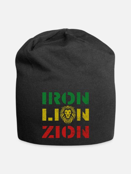 iron lion zion, rasta colours - Jersey-Beanie - Schwarz