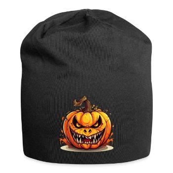 Halloween Kürbis Kopf Gruselig Gespenstisch Horror - Jersey-Beanie - Schwarz - Vorne