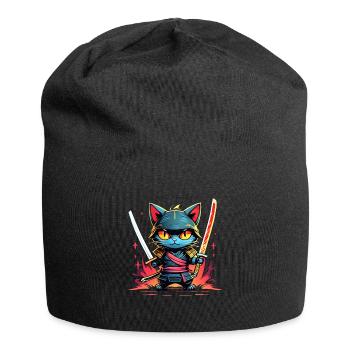 Ninja cat #3 - Jersey Beanie - black - Front
