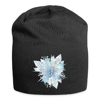 bluish holly branch with crystals - Jersey Beanie - black - Front