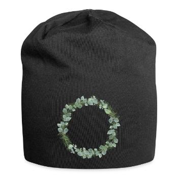 winter wreath of eucalyptus and fir branches - Jersey Beanie - black - Front
