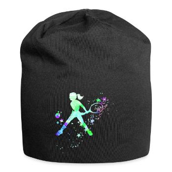 tennis,backhand,tennis player,girl,child - Jersey Beanie - black - Front