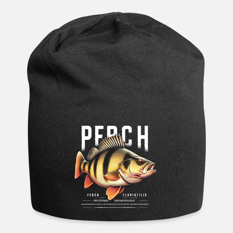 perche, perche, poisson, pêche - Bonnet en jersey - noir
