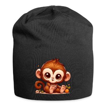 AFFE ÄFFCHEN BANANE BAUM TIER ZOO KLETTERN BABY - Jersey-Beanie - Schwarz - Vorne