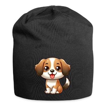 CHIEN BEAGLE CHIBI BÉBÉ CHIOT OREILLE SOUPLE AMOUR ANIMAL - Bonnet en jersey - noir - Devant