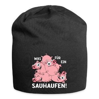 Was für ein Sauhaufen - Jersey-Beanie - Schwarz - Vorne