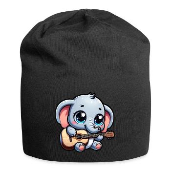 Elephant Playing the guitar Jumbo Melodies Baby Te - Jersey Beanie - black - Front