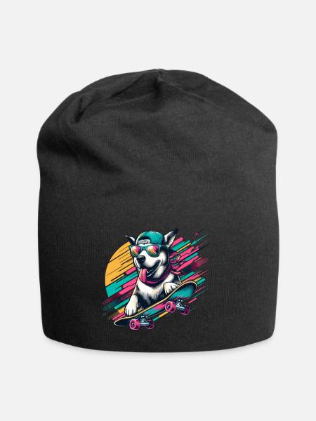 SIBERIAN HUSKY HUND SKATEBOARD SPORT BRILLE COOL - Jersey-Beanie - Schwarz