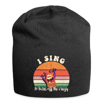 I sing to burn off the crazy retro sunset - Jersey Beanie - black - Front