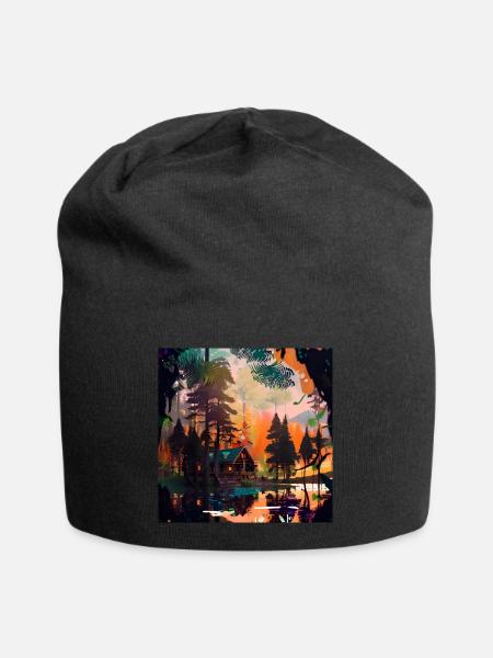 Häuschen im Wald - Jersey-Beanie - Schwarz