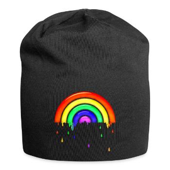 Gläserner retro Regenbogen - Jersey-Beanie - Schwarz - Vorne