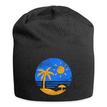 Vintage Beach Blue Orange - Jersey Beanie - black - Front