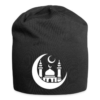 Moschee Silhouette mit Halbmond: Islamische Kunst - Jersey-Beanie - Schwarz - Vorne