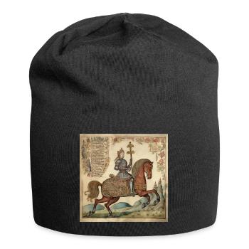 Ritter auf dem Pferd, Mittelalter - Jersey-Beanie - Schwarz - Vorne