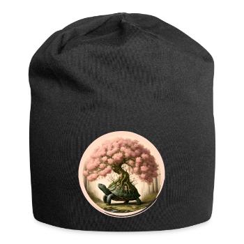 Tortue avec un bonsaï sur sa carapace - Bonnet en jersey - noir - Devant