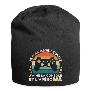 J' aime la console et l' apéro humour gaming rétro - Bonnet en jersey - noir - Devant