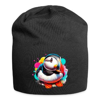 Papageitaucher - Jersey-Beanie - Schwarz - Vorne