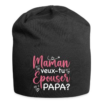 Maman veux tu épouser papa - demande en mariage - Bonnet en jersey - noir - Devant
