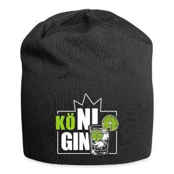 Kö-ni-Gin - die Gin Königin - Wortspiel - Jersey-Beanie - Schwarz - Vorne