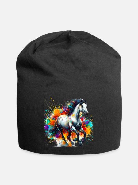 Pferd - Jersey-Beanie - Schwarz