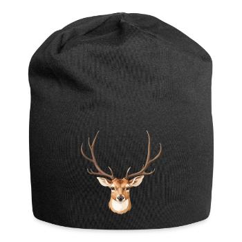 Süßer Hirschkopf - Jersey-Beanie - Schwarz - Vorne