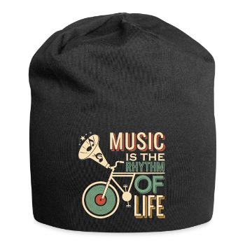 Musik ist der Rhythmus des Lebens - Jersey-Beanie - Schwarz - Vorne