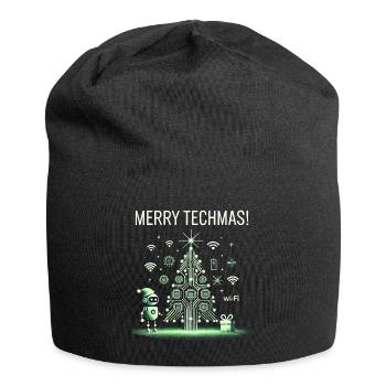 Fröhliche Techmas - Roboter und Schaltkreis-Weihna - Jersey-Beanie - Schwarz - Vorne