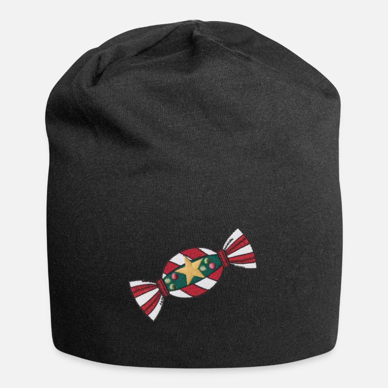 Embroidered Christmas sweets - Jersey Beanie - black