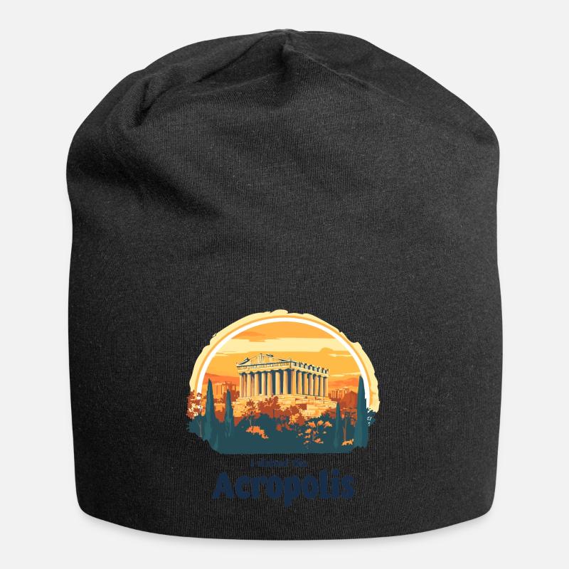 Acropole à Athènes au coucher du soleil - Bonnet en jersey - noir