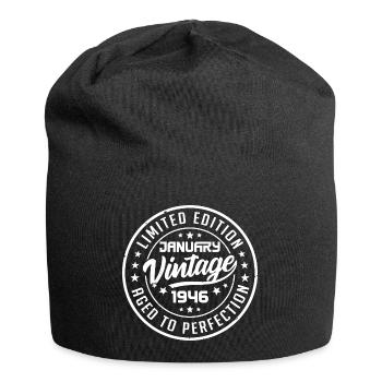 Né en Janvier 1946 Anniversaire Rétro Janvier 1946 - Bonnet en jersey - noir - Devant