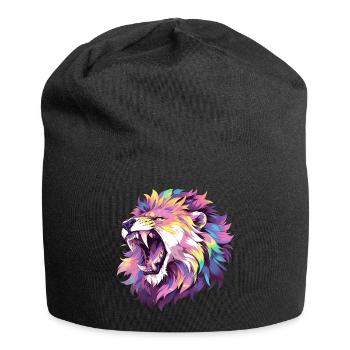 Rugissement d'un lion coloré style pop art - Bonnet en jersey - noir - Devant