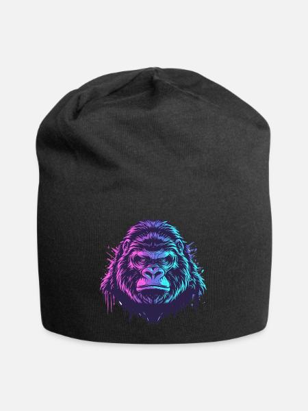 Knallbunter Gorilla - Jersey-Beanie - Schwarz