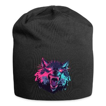 Furious wolf head in pop art style - Jersey Beanie - black - Front