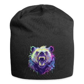 Brightly Colored Furious Bear - Jersey Beanie - black - Front