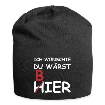 Ich wünschte du wärst Bier | Party, grillen - Jersey-Beanie - Schwarz - Vorne