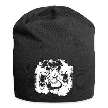 Weiblicher Boxer - Jersey-Beanie - Schwarz - Vorne