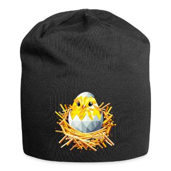 Küken im Nest – Osterfreude & Frühlingsbeginn - Jersey-Beanie - Schwarz - Vorne