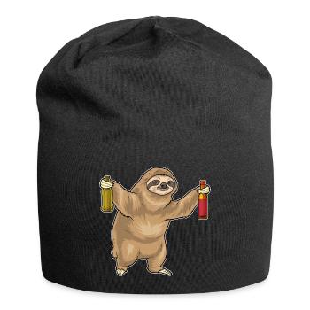 Faultier Flasche Bier - Jersey-Beanie - Schwarz - Vorne