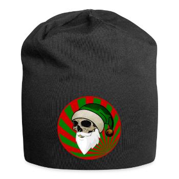 Skull Santa Claus Gnome red green - Jersey Beanie - black - Front
