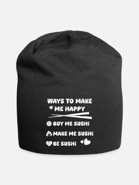 Happy Sushi Saying Sweet - Jersey Beanie - black