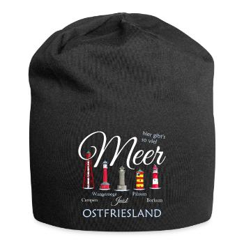 Beaucoup de mer Pilsum, Borkum, dessin Frise orientale - Bonnet en jersey - noir - Devant