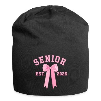 Senior 2026 mit rosa Schleife - Jersey-Beanie - Schwarz - Vorne